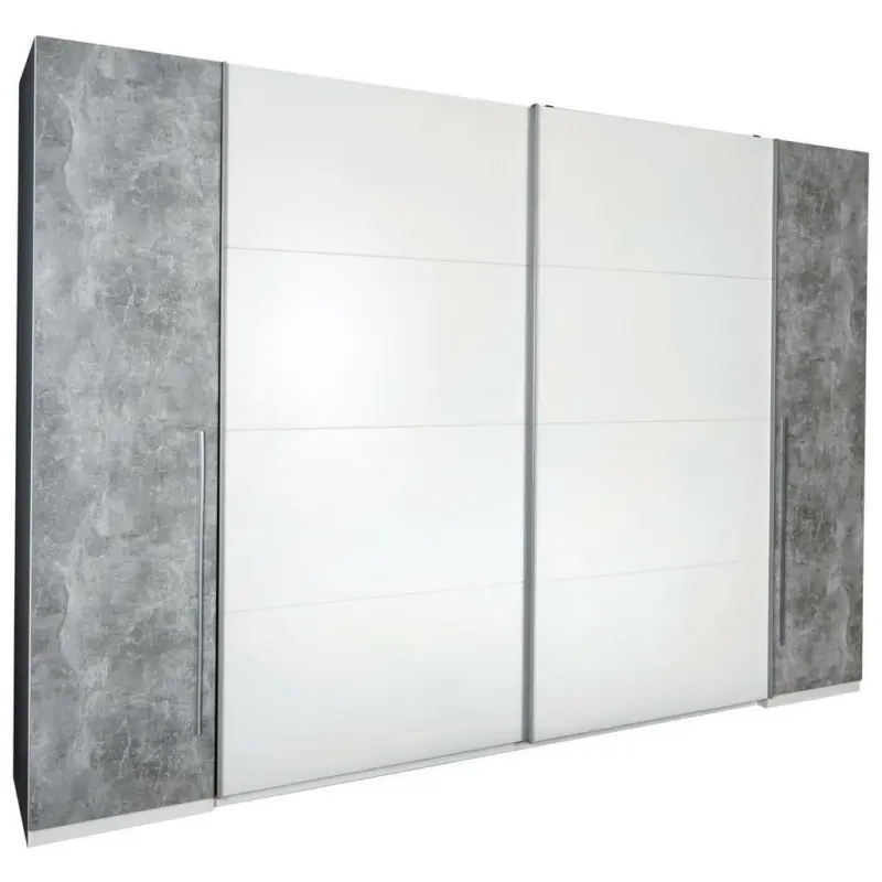 Schwebetürenschrank in Grau, Weiß