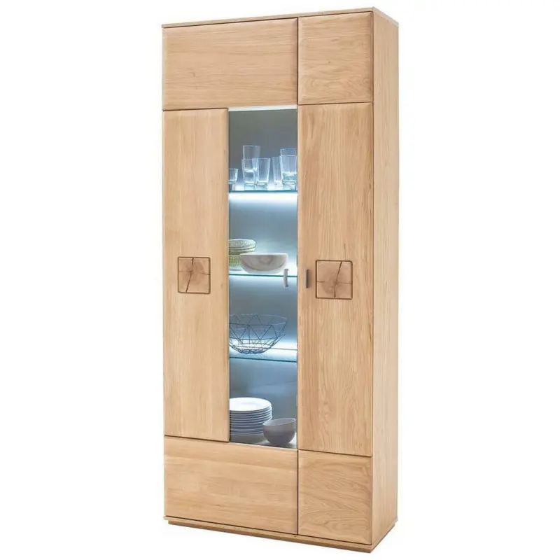 Vitrine in teilmassiv Eiche Eichefarben