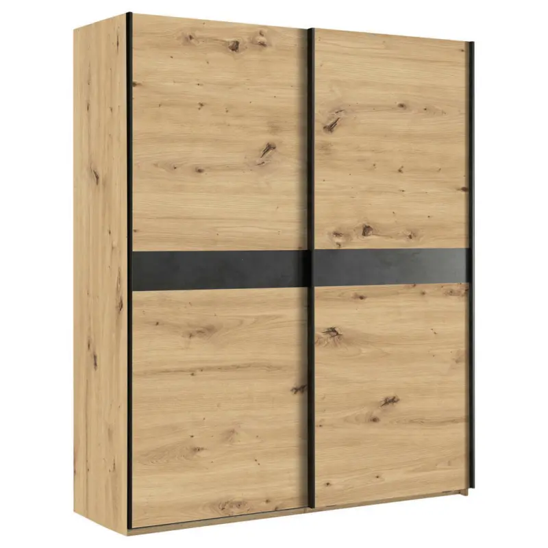 Schwebet&uuml;renschrank in Anthrazit, Eichefarben