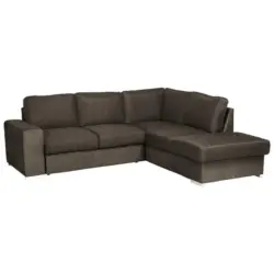 Ecksofa in Mikrofaser Dunkelbraun