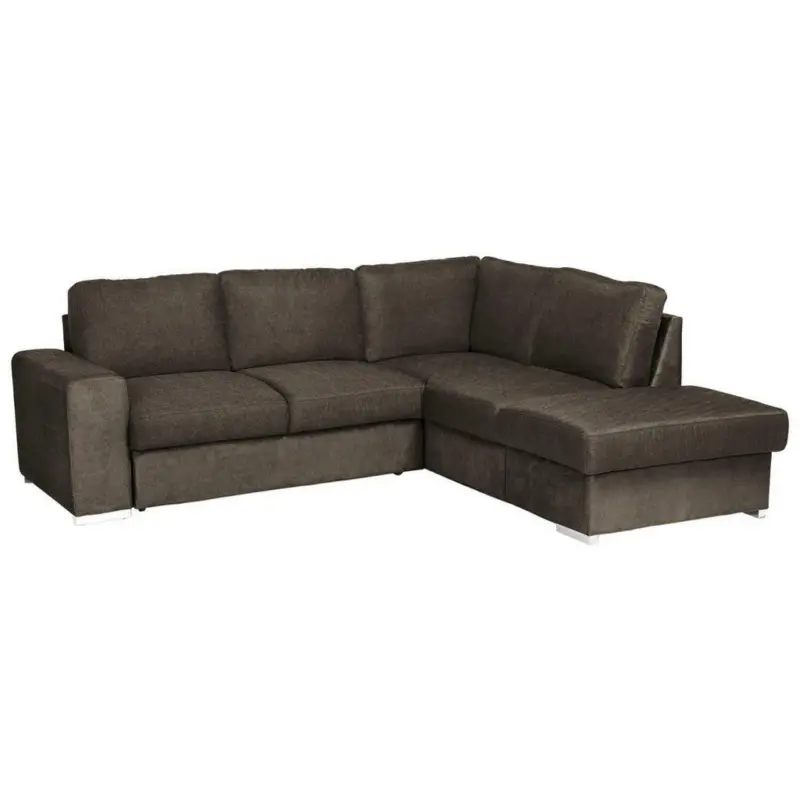 Ecksofa in Mikrofaser Dunkelbraun
