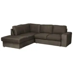 Ecksofa in Mikrofaser Dunkelbraun