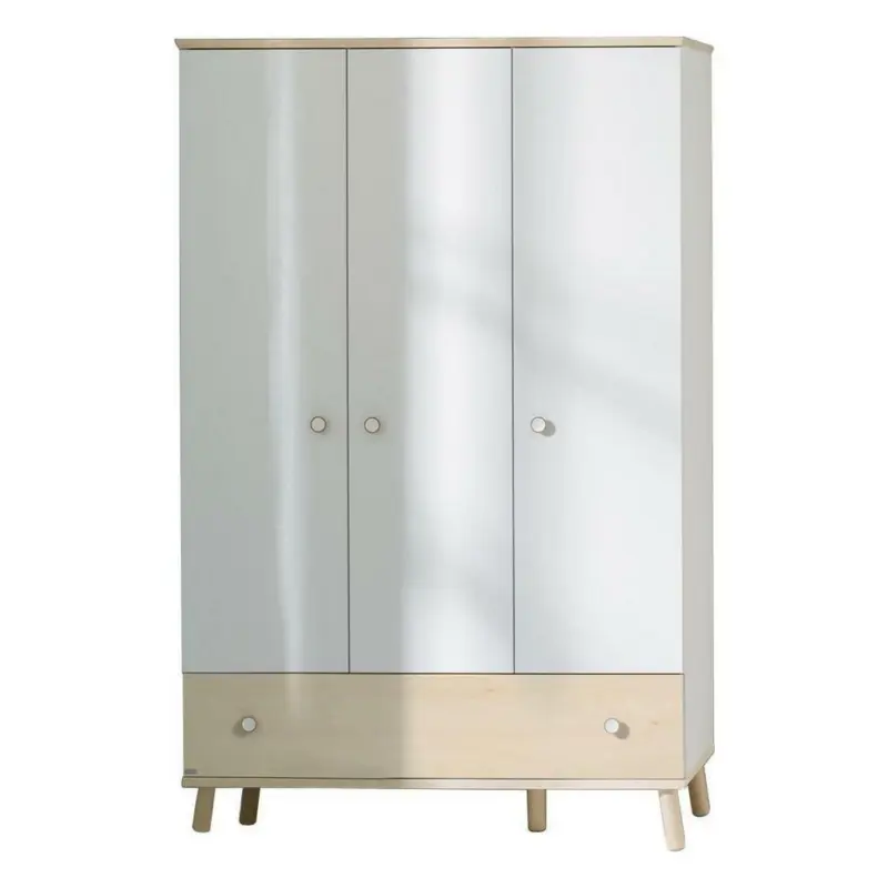 Kleiderschrank in Weiß, Birkefarben