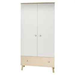 Drehtürenschrank in Weiß, Birkefarben