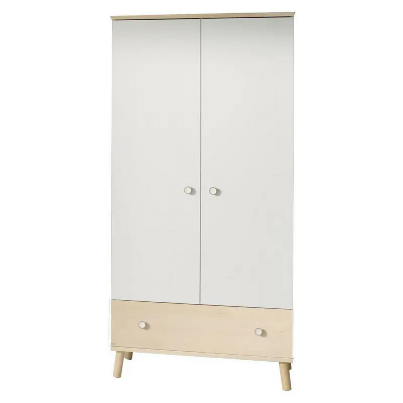 Drehtürenschrank in Weiß, Birkefarben