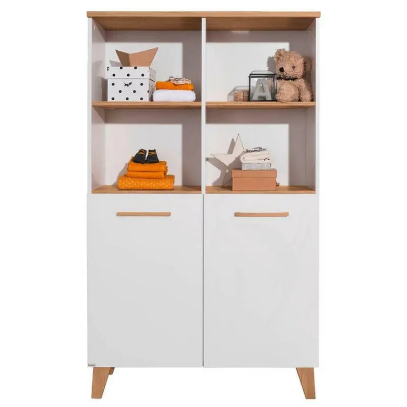 Regal 94,8/159/39,9 cm Weiß, Eichefarben