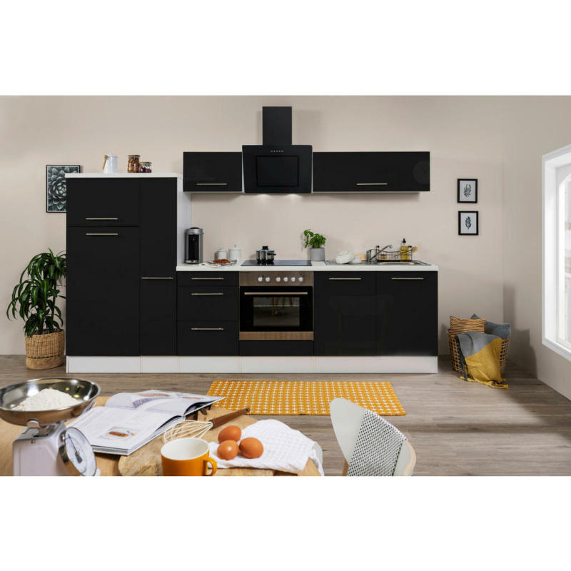 Küchenblock 300 cm in Schwarz, Weiß