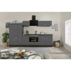 Küchenblock 300 cm in Grau, Eichefarben