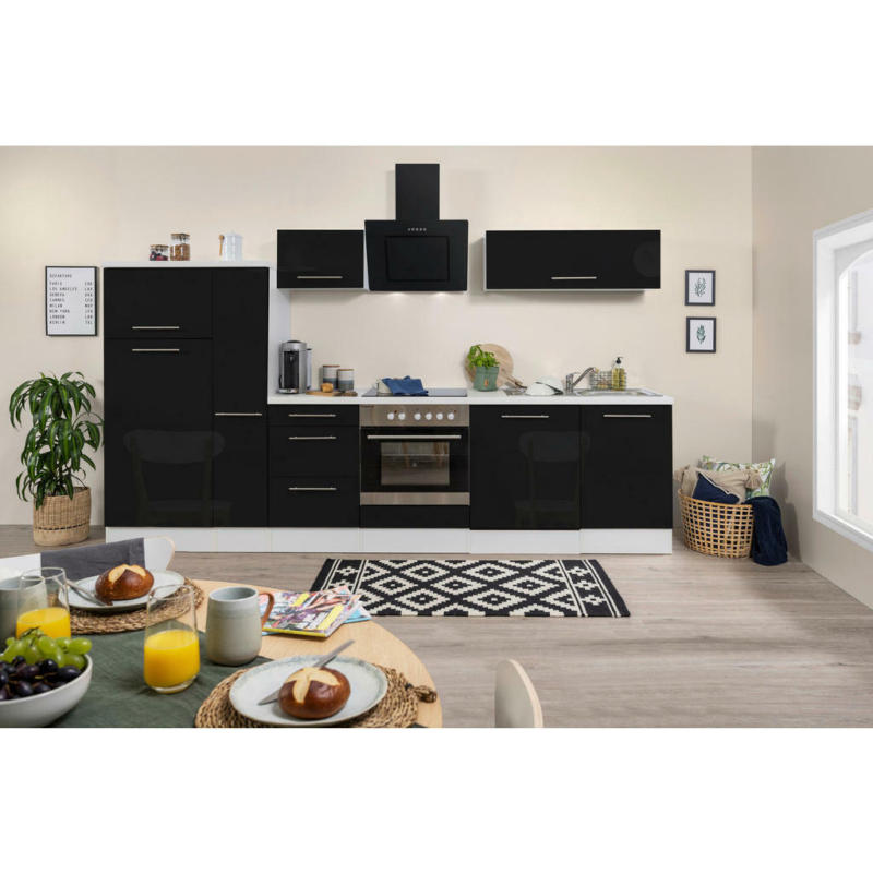 Küchenblock 310 cm in Schwarz, Weiß