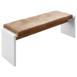 Sitzbank in Holz, Holzwerkstoff Weiß, Buchefarben