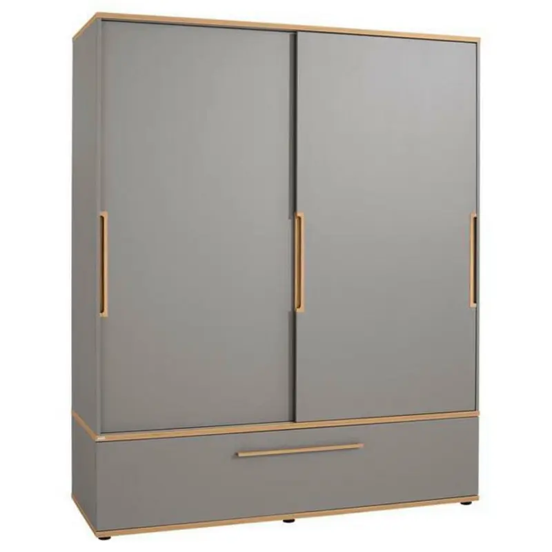 Schiebetürenschrank in Grau, Eichefarben