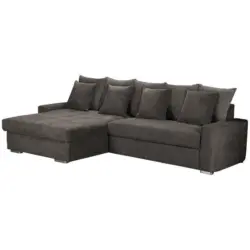 Ecksofa in Mikrofaser Dunkelbraun