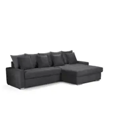 Ecksofa in Mikrofaser Dunkelgrau