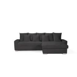 Ecksofa in Mikrofaser Schwarz