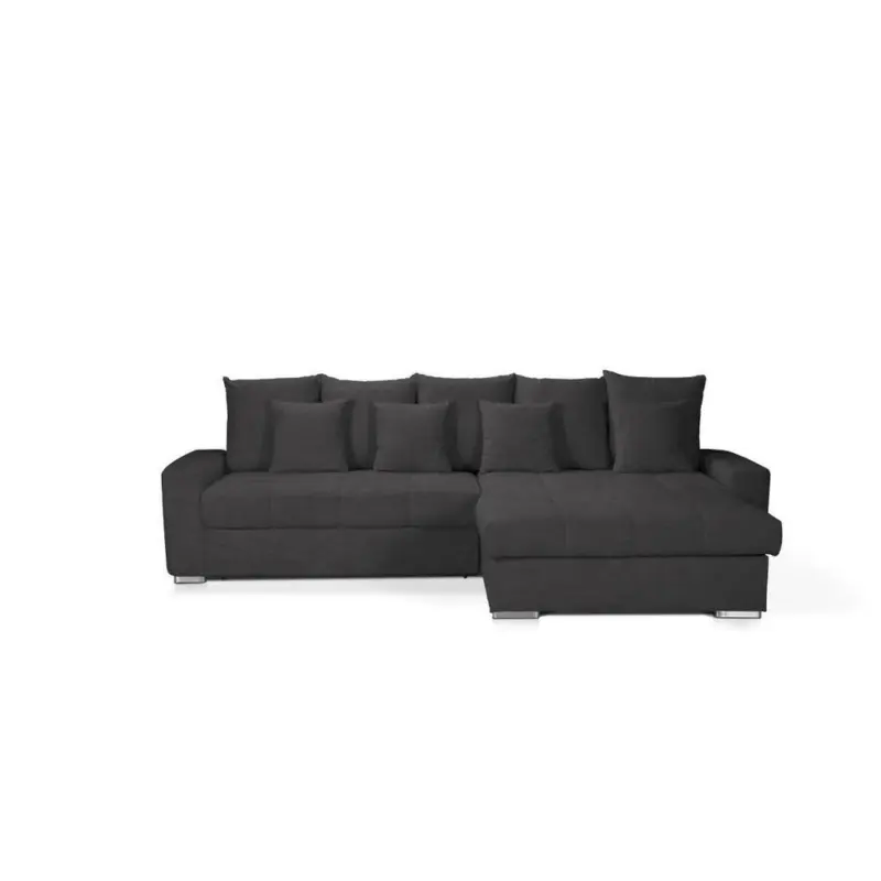 Ecksofa in Mikrofaser Schwarz