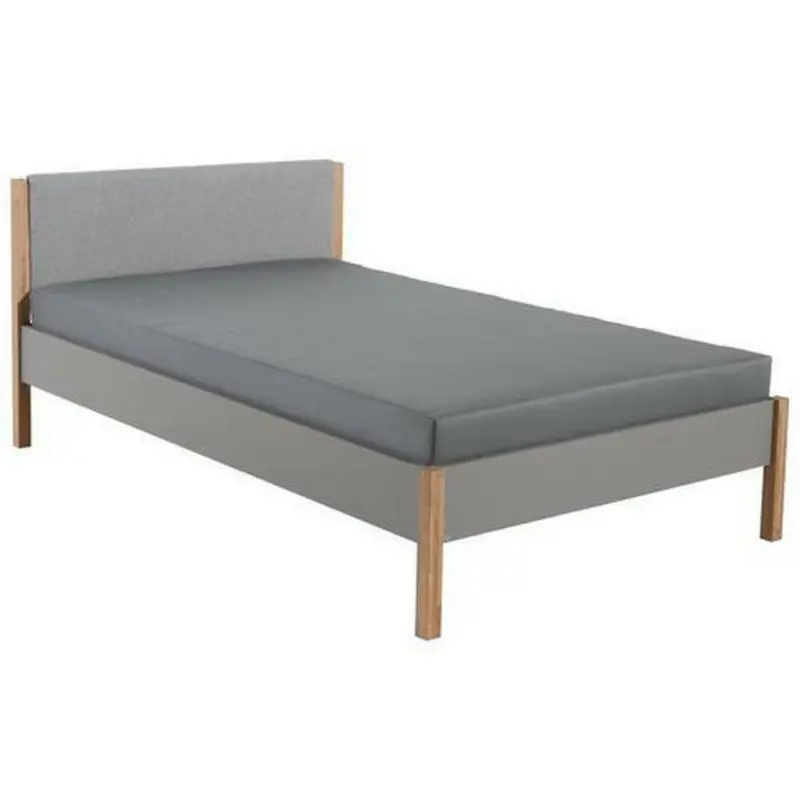Bett 120/200 cm in Grau, Eichefarben