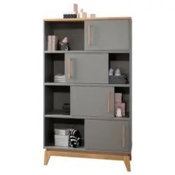 Standregal 94,8/161/39,6 cm Grau, Eichefarben