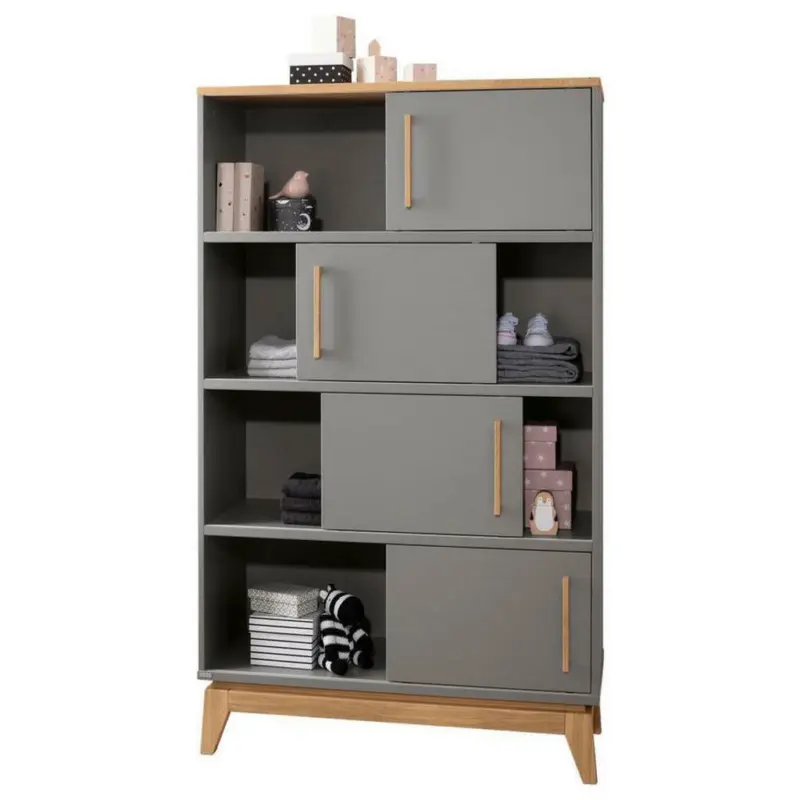 Standregal 94,8/161/39,6 cm Grau, Eichefarben