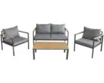 Hornbach Gartenmöbelset Loungeset Garden Place Lucy 4 -Sitzer bestehend aus: Zweisitzer-Bank, Tisch, 2 Sessel inkl. Auflagen Aluminium Kunststoff Holz