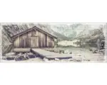 Hornbach Leinwandbild Lake view cottage 27x77 cm