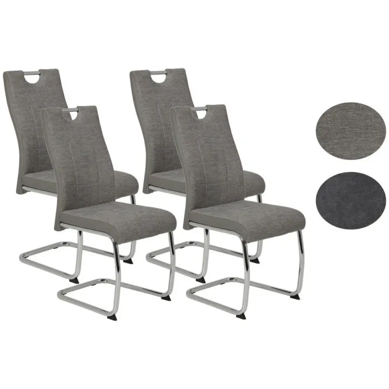 Schwingstuhl-Set 4 Stück in Stahl Webstoff