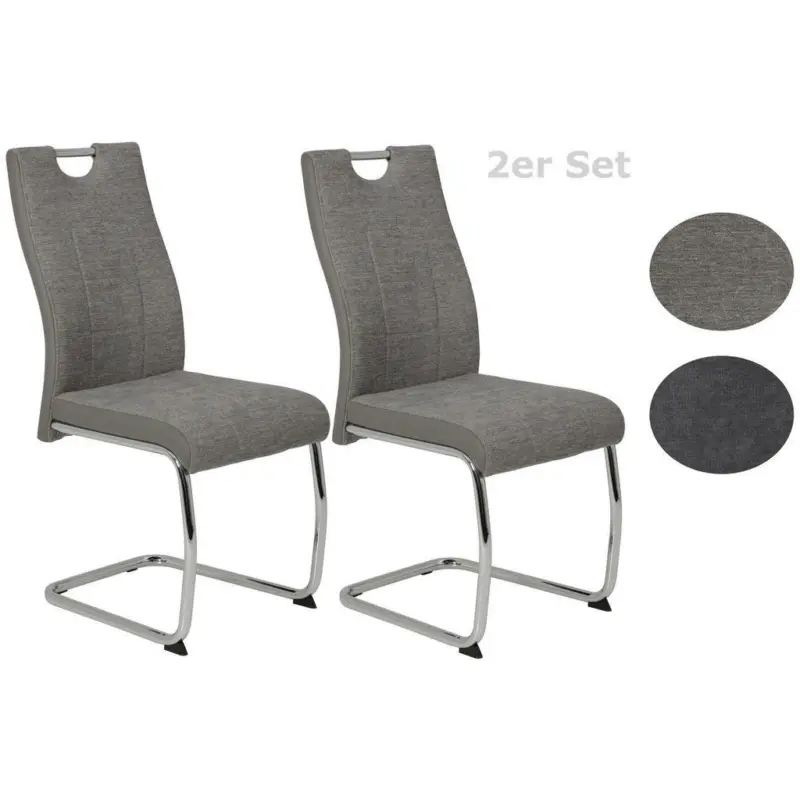 Schwingstuhl-Set 2 Stück in Stahl Webstoff