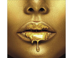 Glasbild Golden Lips I 80x80 cm