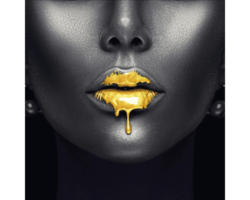 Glasbild Golden Lips II 30x30 cm