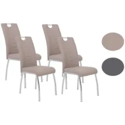 Stuhl-Set 4 Stück in Stahl Lederlook