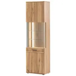 Vitrine in furniert, massiv Balkeneiche Eichefarben
