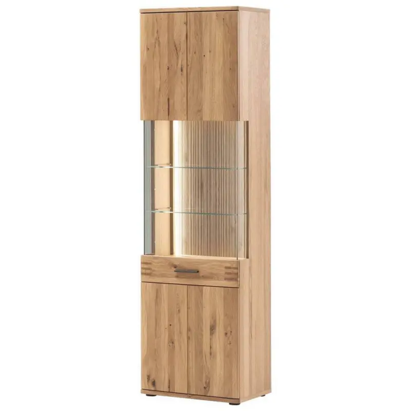 Vitrine in furniert, massiv Balkeneiche Eichefarben