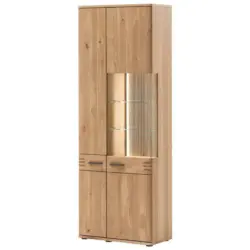 Vitrine in furniert, massiv Balkeneiche Eichefarben
