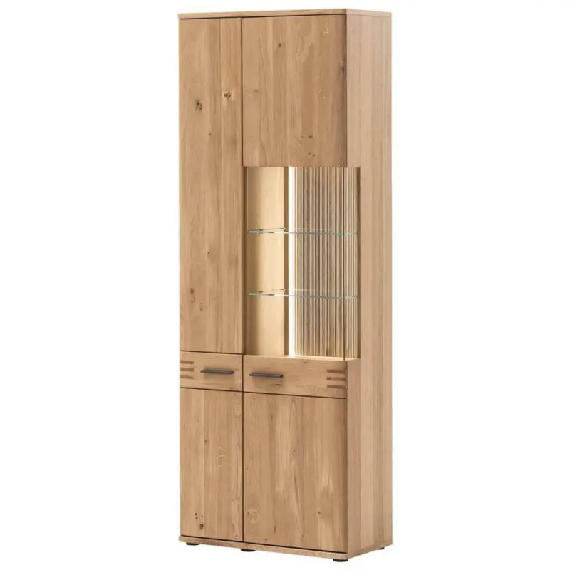 Vitrine in furniert, massiv Balkeneiche Eichefarben