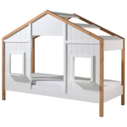 Hausbett 90/200 cm in Wei&szlig;, Eichefarben, Kieferfarben