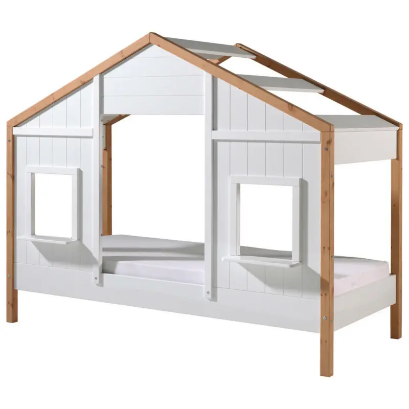 Hausbett 90/200 cm in Wei&szlig;, Eichefarben, Kieferfarben