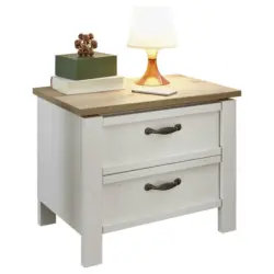 Nachtkästchen in Weiß, Eichefarben