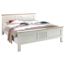 Bett 180/200 cm in Weiß, Eichefarben