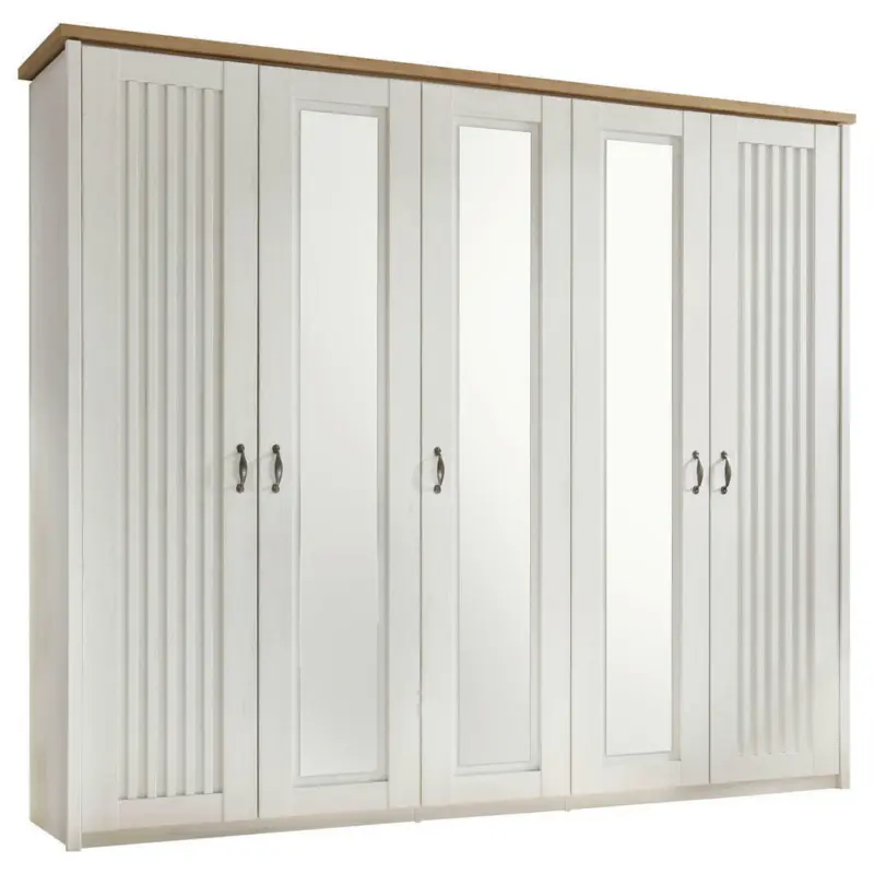 Drehtürenschrank in Weiß, Eichefarben