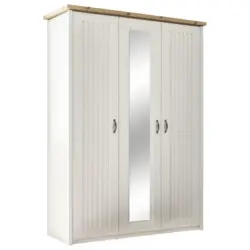 Drehtürenschrank in Weiß, Eichefarben