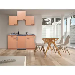 Miniküche 150 cm in Buchefarben