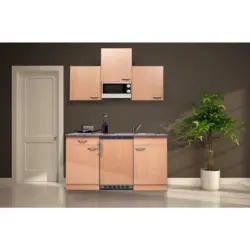 Miniküche 150 cm in Buchefarben