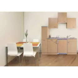 Miniküche 180 cm in Buchefarben