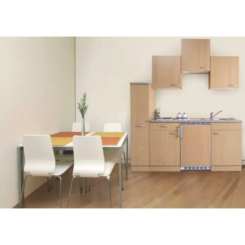 Miniküche 180 cm in Buchefarben