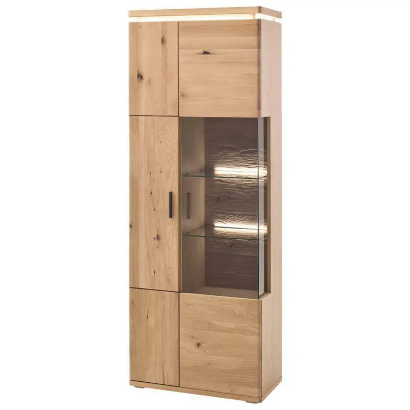 Vitrinenkombination in furniert, massiv Balkeneiche Eiche Bianco