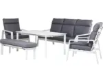Hornbach Loungeset Garden Place Mira inkl. 2 Bänke, 2 Sessel, Tisch inkl. Auflagen Aluminium weiß