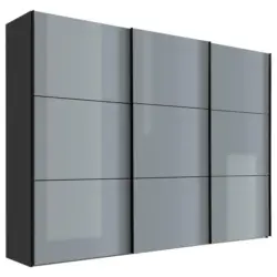 Schwebetürenschrank in Hellgrau, Dunkelgrau