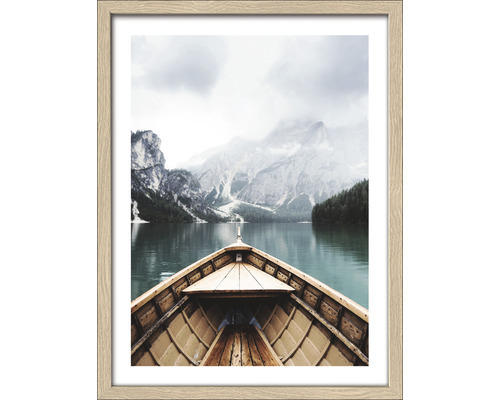 Gerahmtes Bild Bootsfahrt Bergsee 33x43 cm