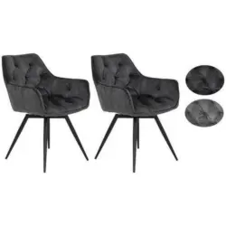 Armlehnstuhl-Set 2 Stück in Stahl Samt