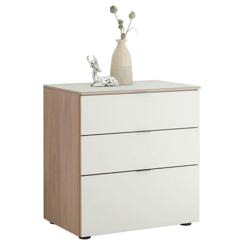 Nachtkästchen in Eichefarben, Magnolie