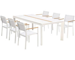 Dining-Set Garden Place Lynn 6 -Sitzer bestehend aus: 6x Stühle,Tisch Aluminium WPC Textil Holz Weiß